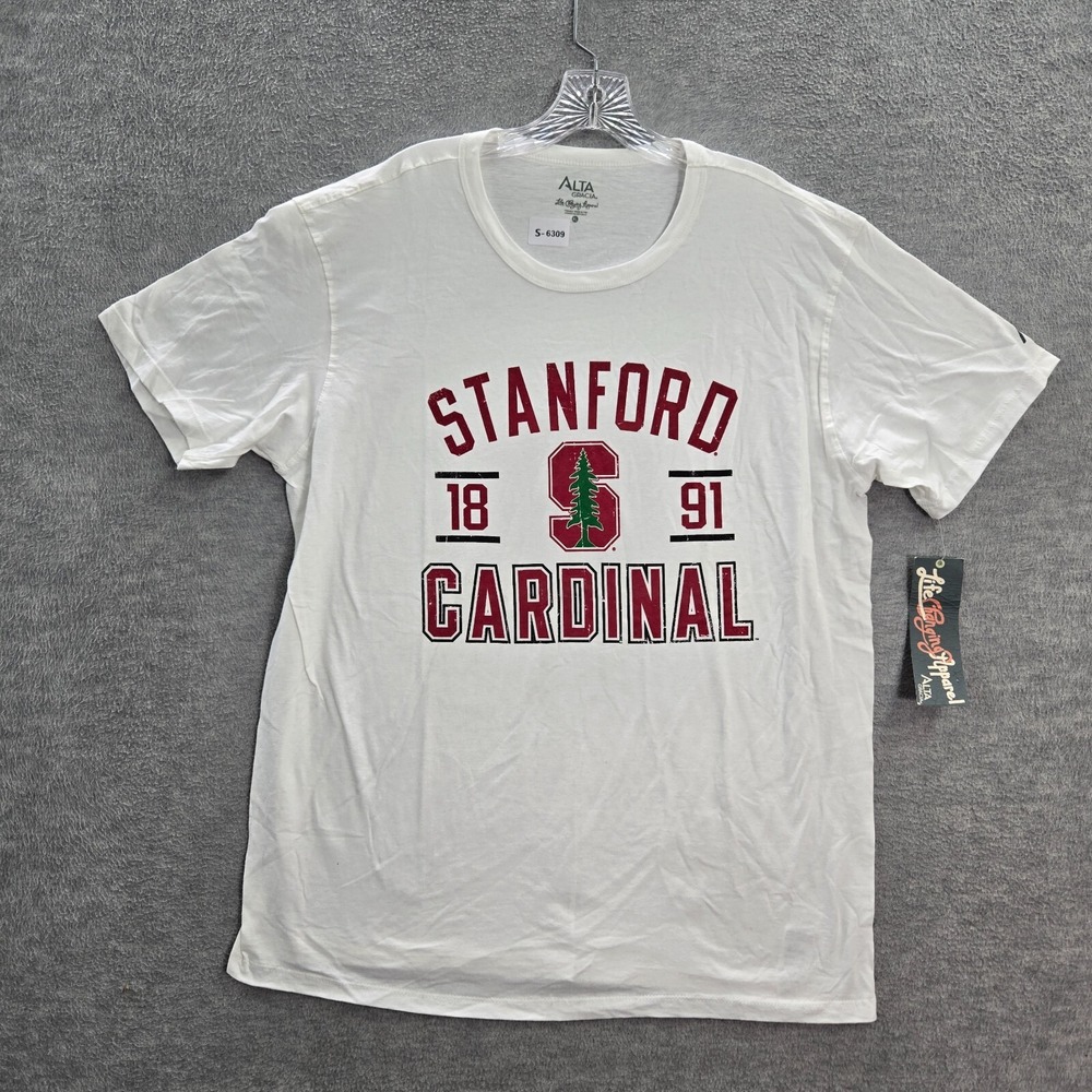 Stanford Cardinal‎ Men Shirt XL White Logo Alta Gracia Graphic Short Sleeve NWT